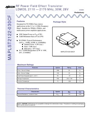 MAPLST2122-030CF Datasheet PDF Tyco Electronics