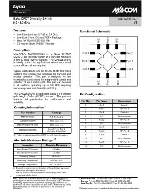 MASWSS0040 Datasheet PDF Tyco Electronics