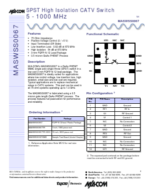 MASWSS0067 Datasheet PDF Tyco Electronics