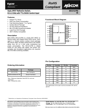 SW-312-PIN Datasheet PDF Tyco Electronics