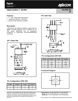 HH-109PIN Datasheet PDF Tyco Electronics