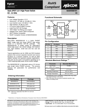 MASWSS0181 Datasheet PDF Tyco Electronics