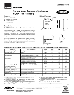 MLS9203-01815 Datasheet PDF Tyco Electronics