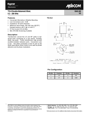 MAC-50 Datasheet PDF Tyco Electronics