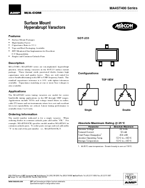 MA4ST406 Datasheet PDF Tyco Electronics
