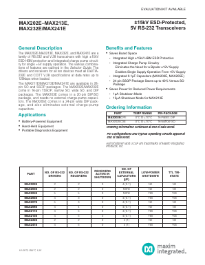 MAX202EEUE-T Datasheet PDF Maxim Integrated