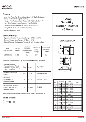 MBRD845C Datasheet PDF Micro Commercial Components