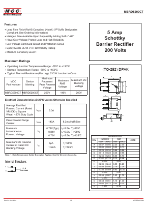 MBRD5200CT-TP-HF Datasheet PDF Micro Commercial Components