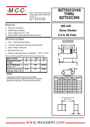 BZT52C11S Datasheet PDF Micro Commercial Components