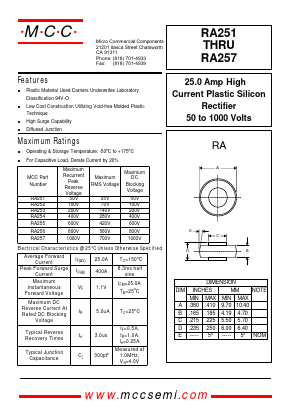 RA252 Datasheet PDF Micro Commercial Components