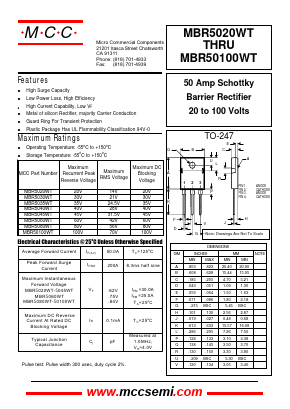 MBR5020WT Datasheet PDF Micro Commercial Components