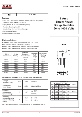 RS607 Datasheet PDF Micro Commercial Components