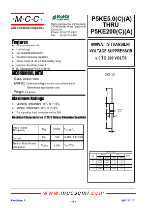 P5KE58-AP Datasheet PDF Micro Commercial Components