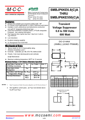SMBJP6KE11A Datasheet PDF Micro Commercial Components