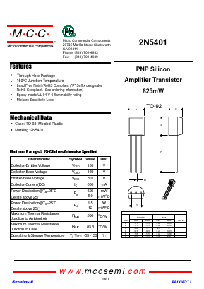 2N5401-AP-HF Datasheet PDF Micro Commercial Components