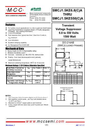 SMCJ1.5KE11A Datasheet PDF Micro Commercial Components