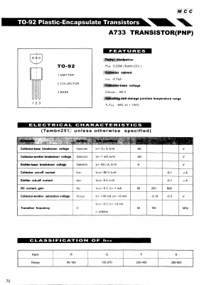 A733 Datasheet PDF Micro Commercial Components