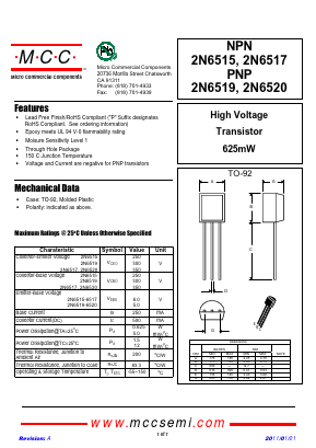 2N6517-BP Datasheet PDF Micro Commercial Components