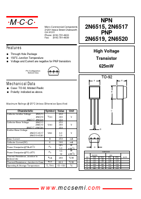 2N6517 Datasheet PDF Micro Commercial Components
