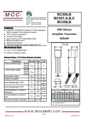 BC556 Datasheet PDF Micro Commercial Components