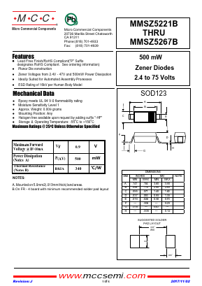 MMSZ5246C-TP-HF Datasheet PDF Micro Commercial Components