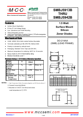 SMBJ5913B Datasheet PDF Micro Commercial Components