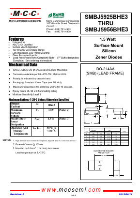 SMBJ5945BHE3-TP Datasheet PDF Micro Commercial Components