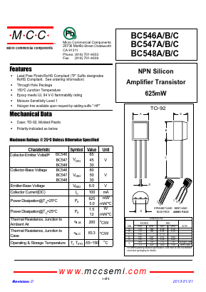 BC548B Datasheet PDF Micro Commercial Components