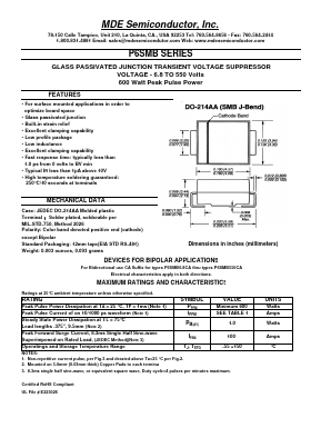 P6SMB180A Datasheet PDF MDE Semiconductor