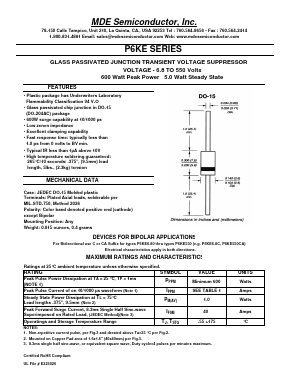 P6KE180A Datasheet PDF MDE Semiconductor