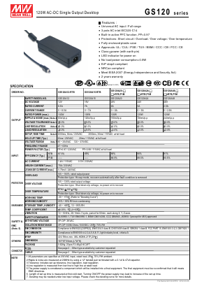 GS120A20-P1M Datasheet PDF Mean Well Enterprises Co., Ltd.
