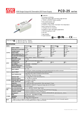 PCD-25 Datasheet PDF Mean Well Enterprises Co., Ltd.