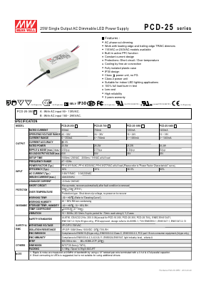 PCD-25 Datasheet PDF Mean Well Enterprises Co., Ltd.
