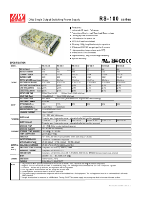 RS-100-5 Datasheet PDF Mean Well Enterprises Co., Ltd.