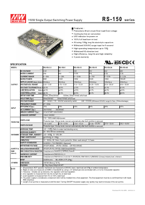 RS-150-12 Datasheet PDF Mean Well Enterprises Co., Ltd.