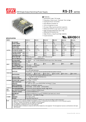RS-25 Datasheet PDF Mean Well Enterprises Co., Ltd.