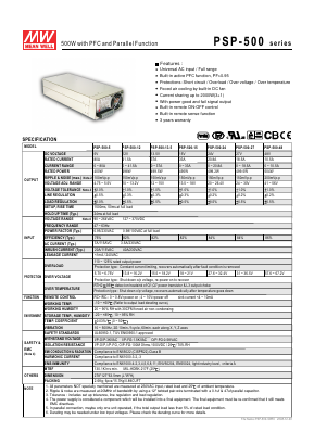 PSP-500-12 Datasheet PDF Mean Well Enterprises Co., Ltd.