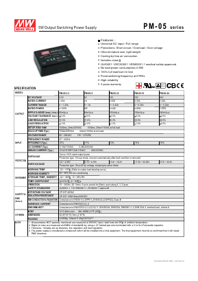 PM-05 Datasheet PDF Mean Well Enterprises Co., Ltd.