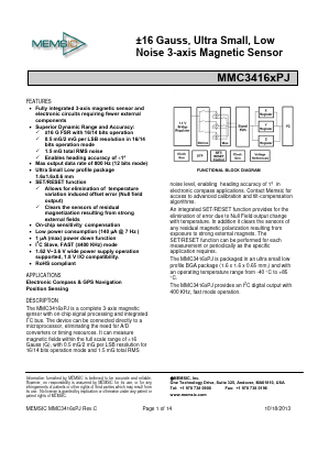 MMC34161PJ Datasheet PDF MEMSIC Semiconductor (Tianjin) Co., Ltd.