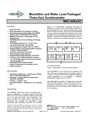 MXC4886XC Datasheet PDF MEMSIC Semiconductor (Tianjin) Co., Ltd.