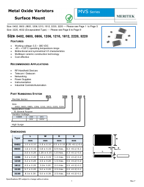 MVS0402B240-S Datasheet PDF MERITEK ELECTRONICS CORPORATION