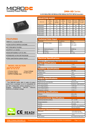 2MH1205XD Datasheet PDF Microdc power Technology Co., Ltd