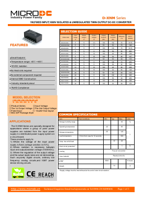 D050503XNM Datasheet PDF Microdc power Technology Co., Ltd