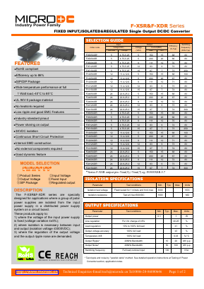 F0509XSR Datasheet PDF Microdc power Technology Co., Ltd
