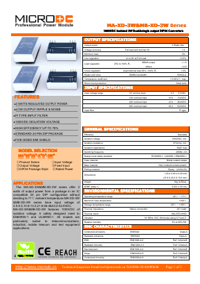 MB0505XD-3W Datasheet PDF Microdc power Technology Co., Ltd