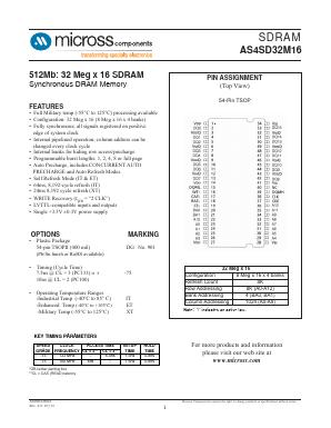 AS4SD32M16DG-75/XT Datasheet PDF Micross Components