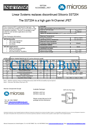 SST204 Datasheet PDF Micross Components
