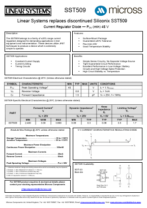 SST509 Datasheet PDF Micross Components