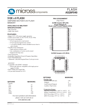AS29F040ECA-60/XT Datasheet PDF Micross Components