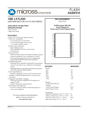 AS29F010F-50/Q Datasheet PDF Micross Components